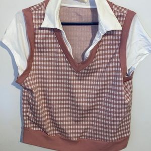 Girl’s XL, plaid, mauve colored shirt.